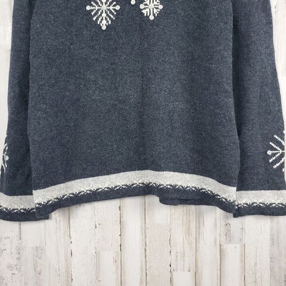 Christopher & Banks Christmas Cardigan Sweater Gray Size Large - Picture 9 of 11